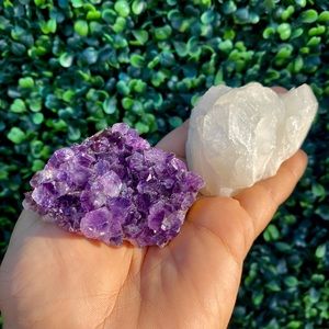 3pcs Amethyst Quartz Clear Crystal Genuine Chakra Gemstones Healing Divine